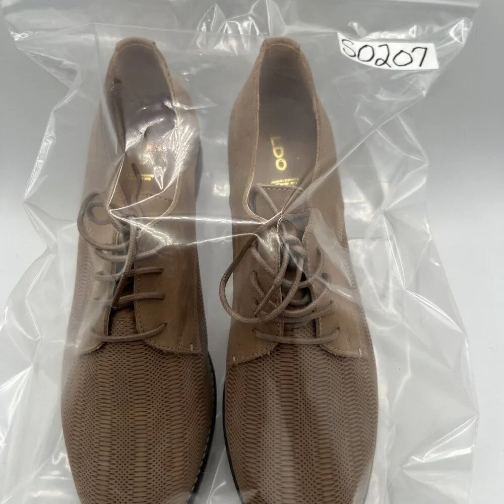 ALDO NEW Mens10 Maedagua Lace Up Oxford Shoes Suede Mesh Beige Portugal Made